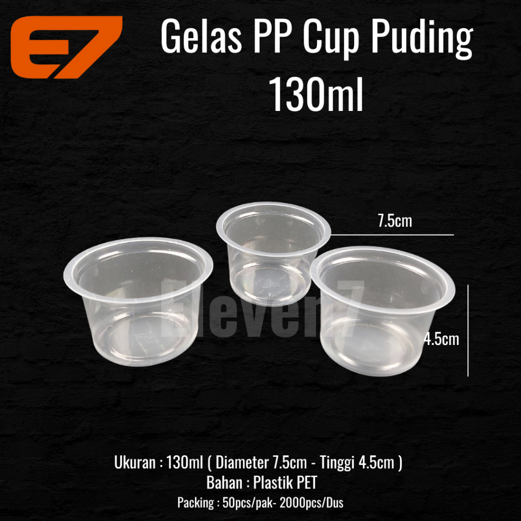 Gelas PP Cup Puding 130ml - Cetakan Puding Plastik & Tutup (50pcs)