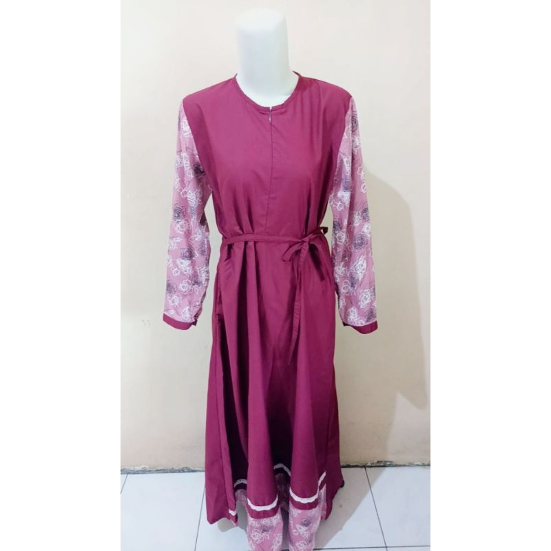 Preloved Pl Long Dress Gamis Maxi Lebaran Idul Fitri Tunangan Engagement Pengajian Kondangan Merah M