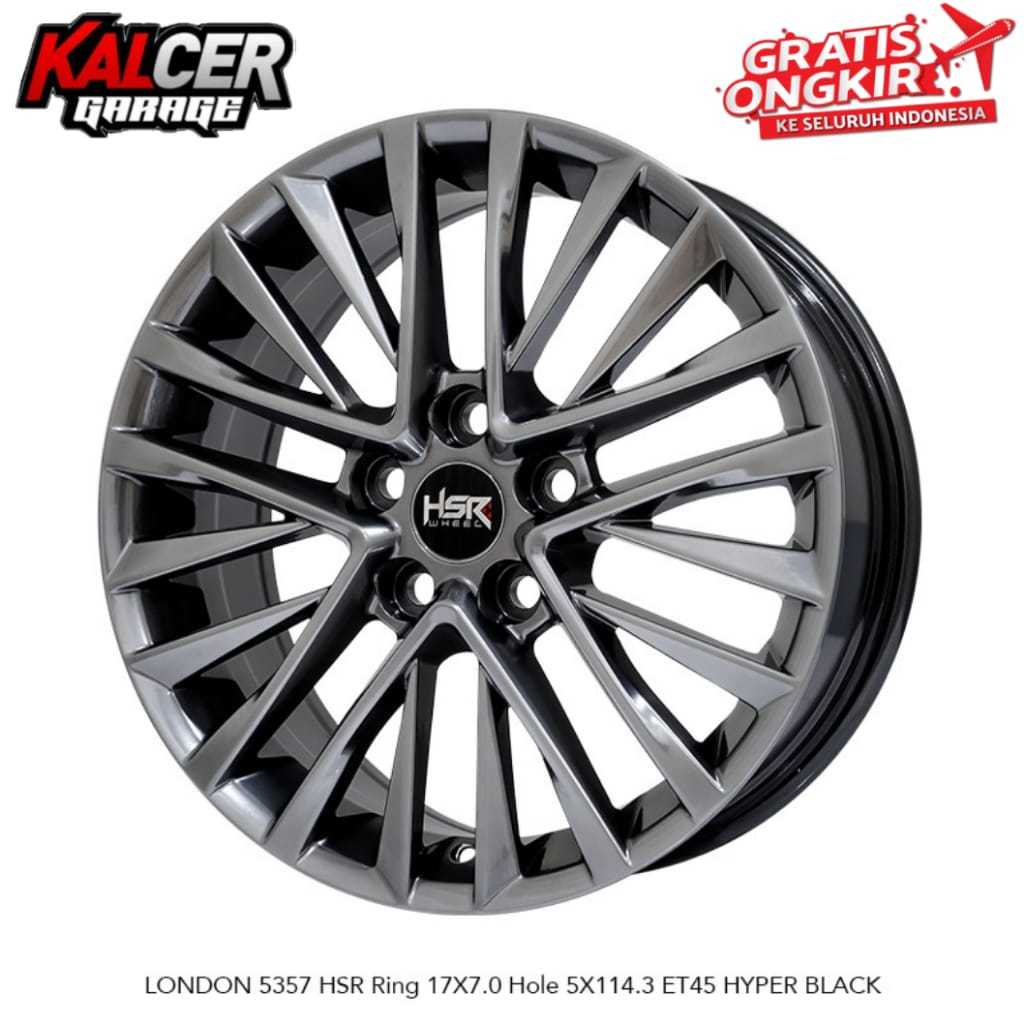VELG HSR LONDON R17 5X114,3 HYPER BLACK UNTUK MOBIL XPANDER, VOXY, SERENA
