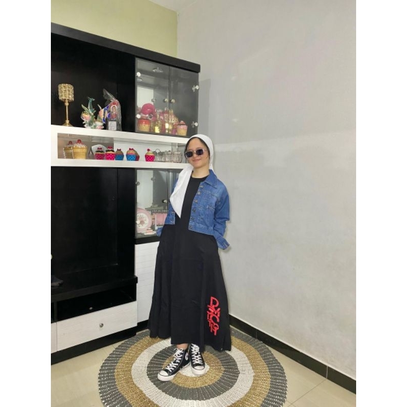 MIDI dress rompi jeans dm3 original