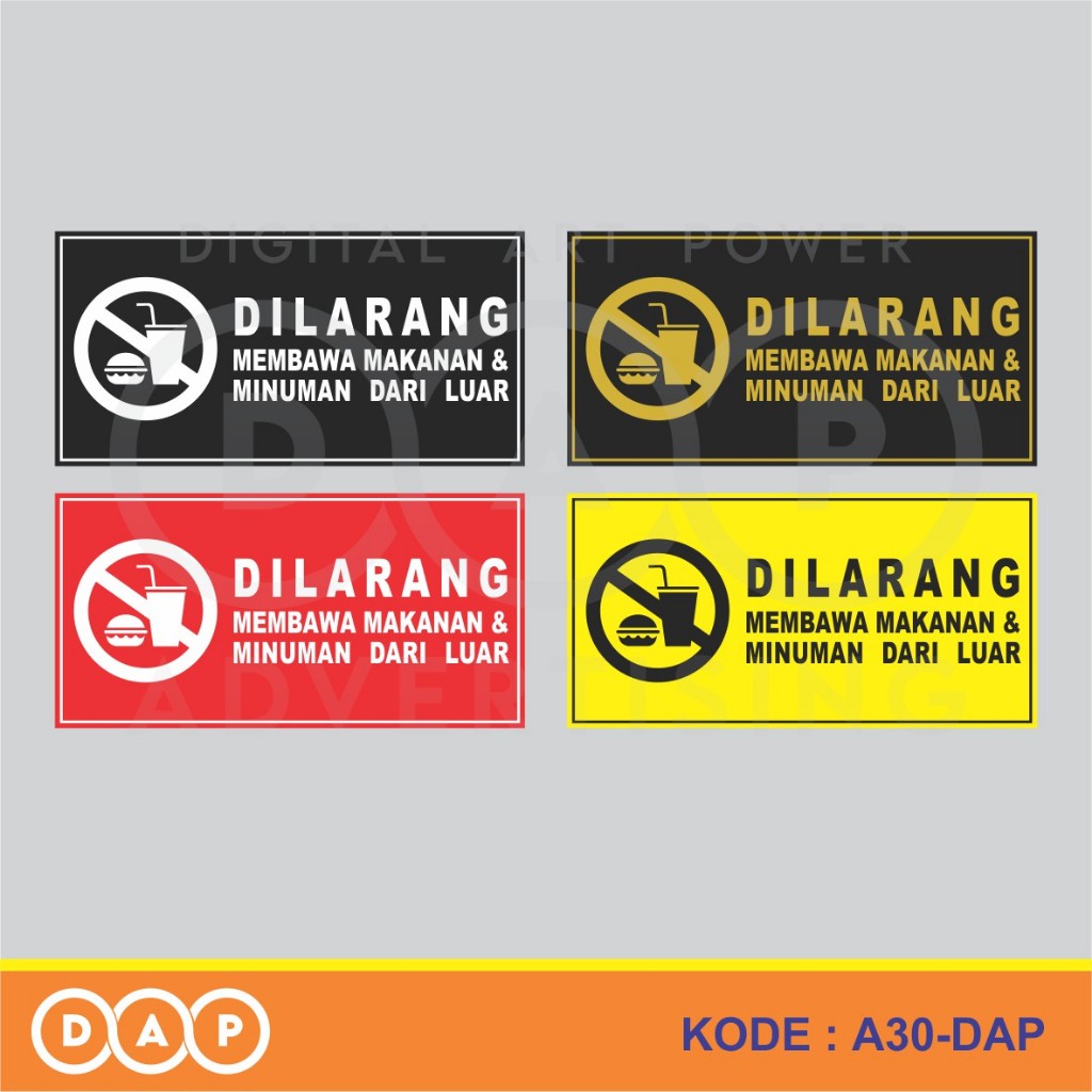 

A30 - Acrylic Sign, Stiker Akrilik Dilarang Membawa Makanan, Tahan Air, Termurah, dan Bisa Custom
