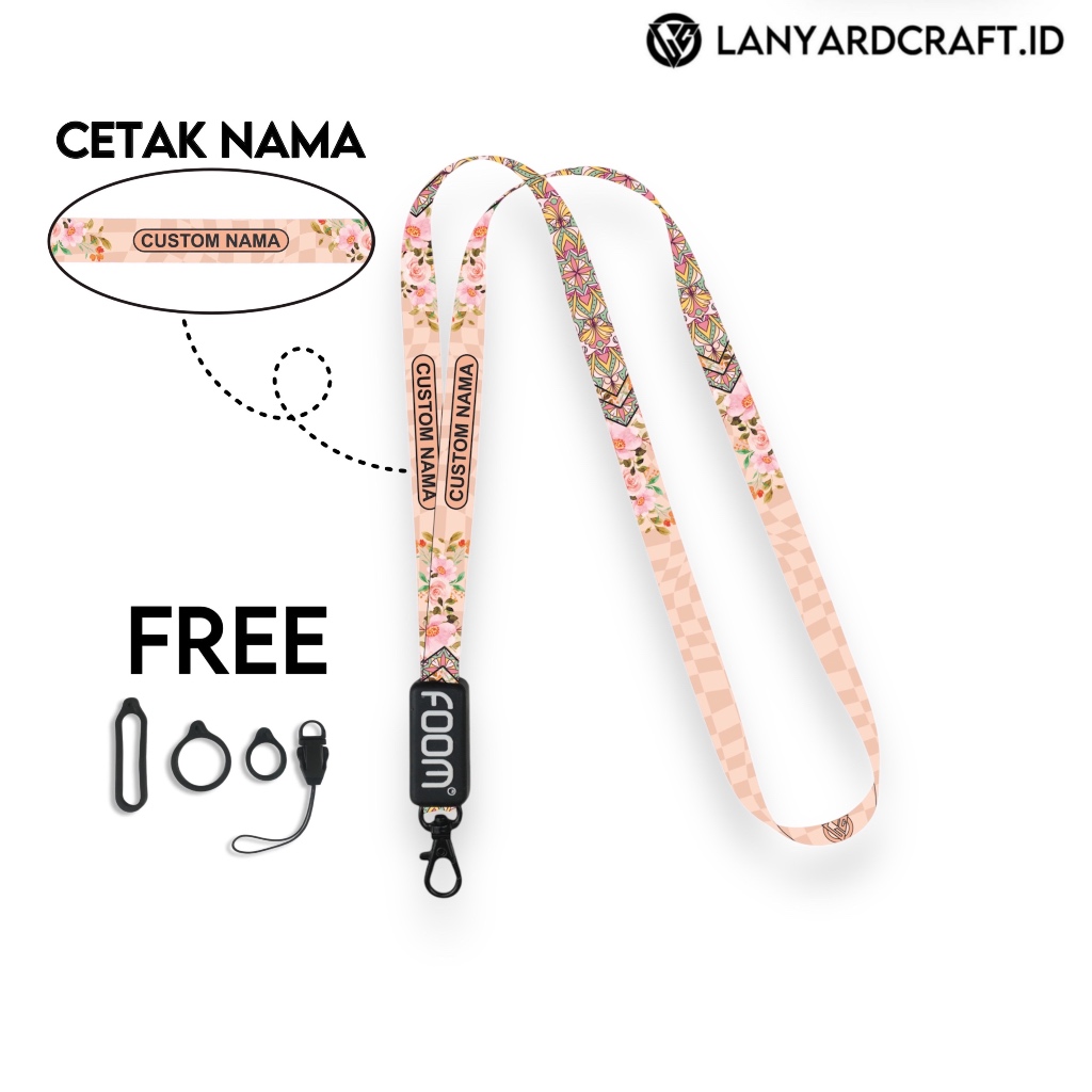 

Lanyard Custom Nama Mandala Flower Series V2 1cm Various Type Gantungan Tali Lanyard Universal