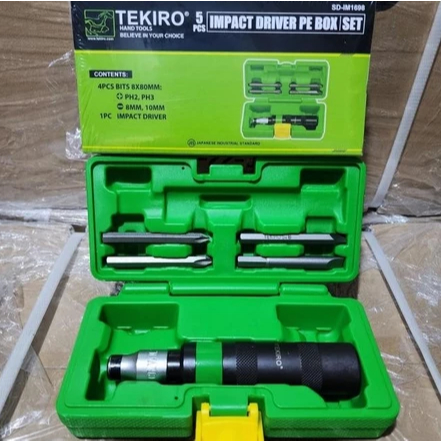 OBENG KETOK SET 5 PCS BOX PE TEKIRO KOTAK PLASTIK PVC IMPACT/OBENG KETOK TEKIRO 5 PCS / IMPACT DRIVE