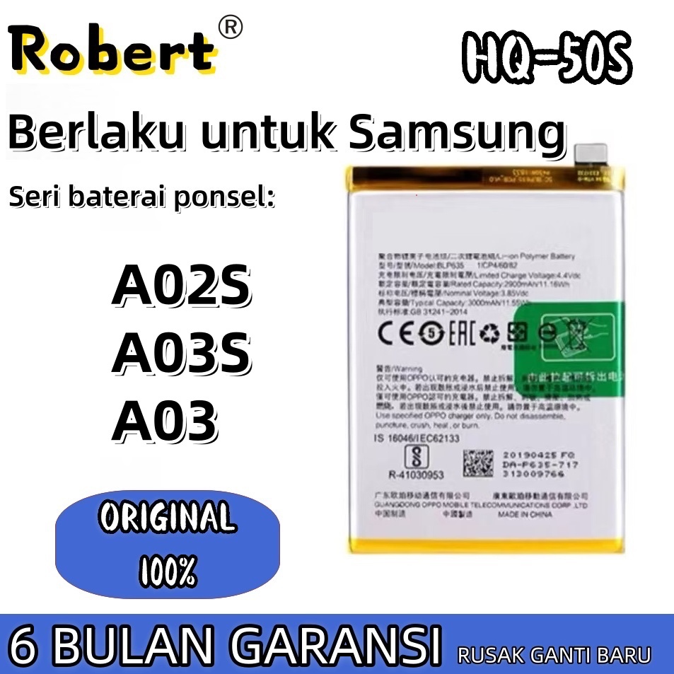 Barterai Robert HQ-50S Samsung A02S / A03 / A03S Baterai HP ORIGINAL