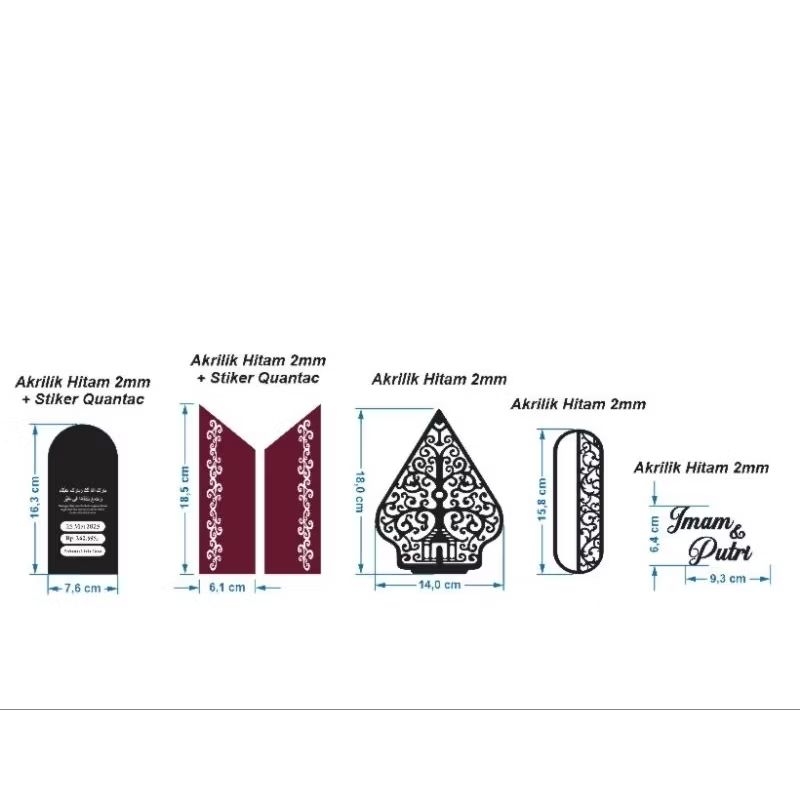 ornament mahar akrilik, hiasan mahar, ornament akrilik mahar , mahar, mahar akrilik 1 set