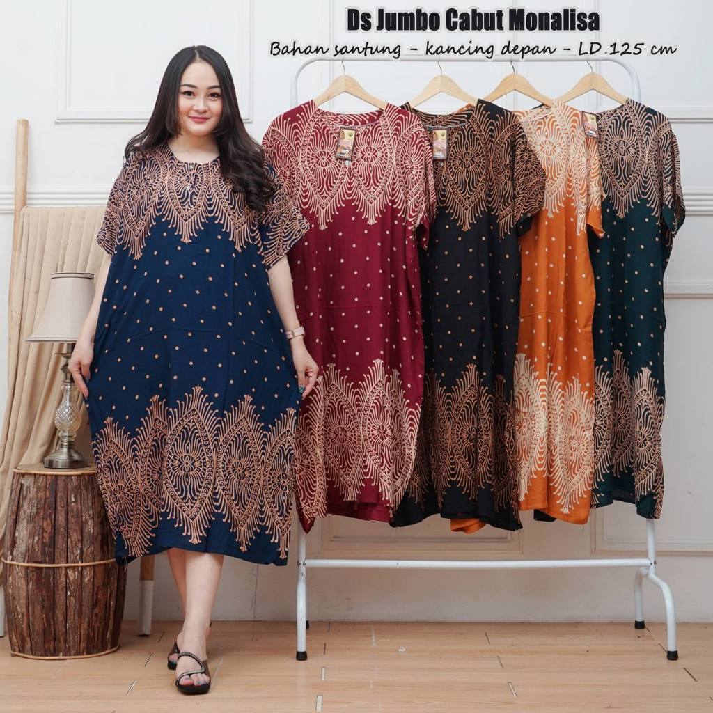 Daster Jumbo Daster Ibu Ibu Terbaru Kekinian Aneka Motif Lengan Pendek Busui Kancing Depan / daster