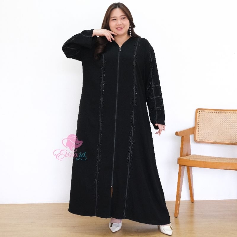 Jumbo Abaya Ruby gamis Turkey Jetblack Umrah Haji hitam ld 130 140 cm