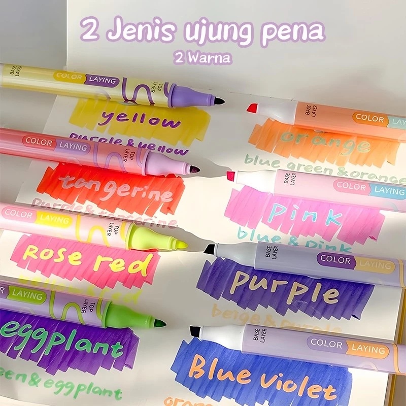 

AM HIGHLIGHTER PASTEL 2 SISI ISI 6PCS 12 WARNA / SPIDOL PENANDA TEKS SET ALAT TULIS SEKOLAH / SPIDOL PEN MARKER UJUNG 2 TIP