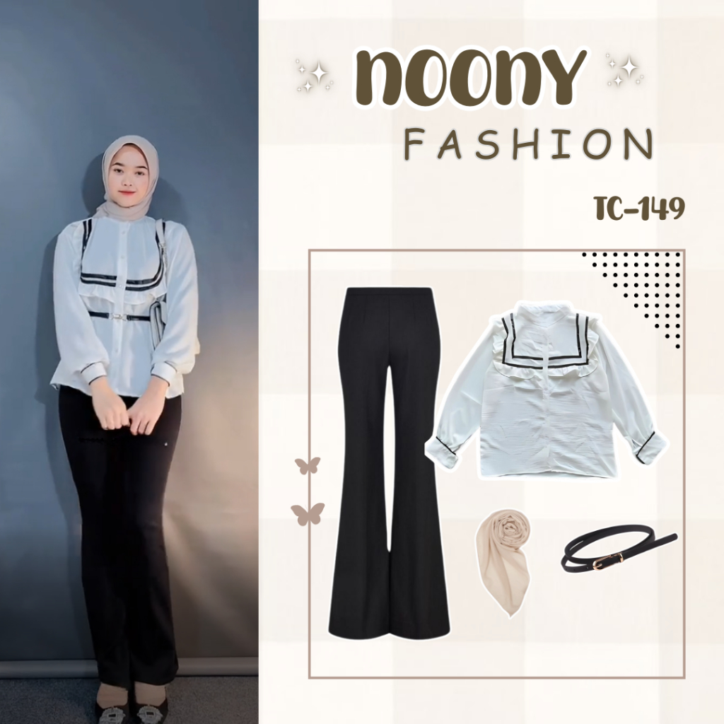 One set terbaru dan elegant dan simpel dengan ( celana cutbray + blouse + bella square ) SET TC-149