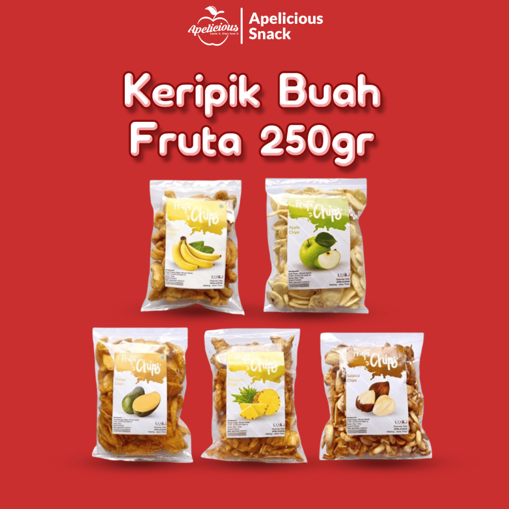 

APELICIOUS Keripik Kripik Buah Fruta 250g Apel Nangka Pisang Salak Mangga Nanas , - cemilan, snack