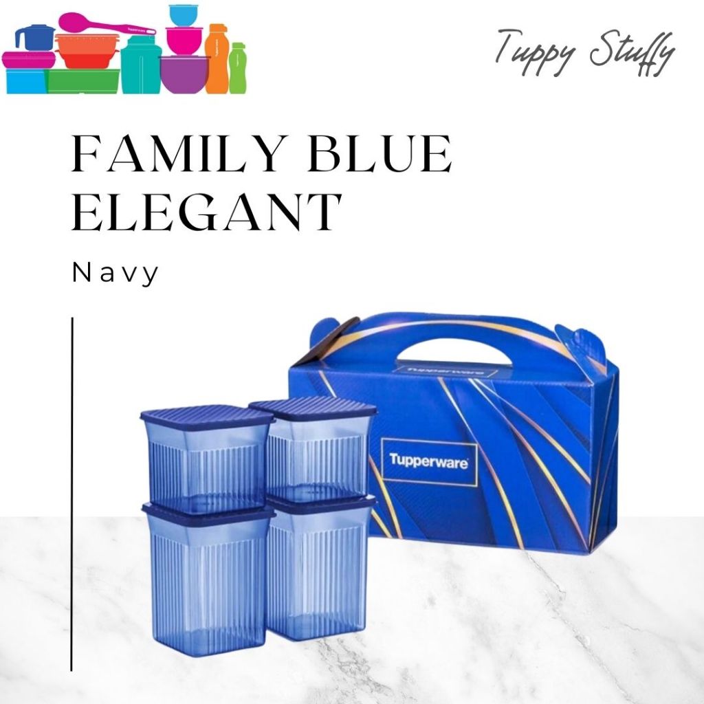 Tupperware Family Blue Elegant Set (4)-Blue |Toples crystal set 4pcs ori Tupperware/Toples aeshtetic