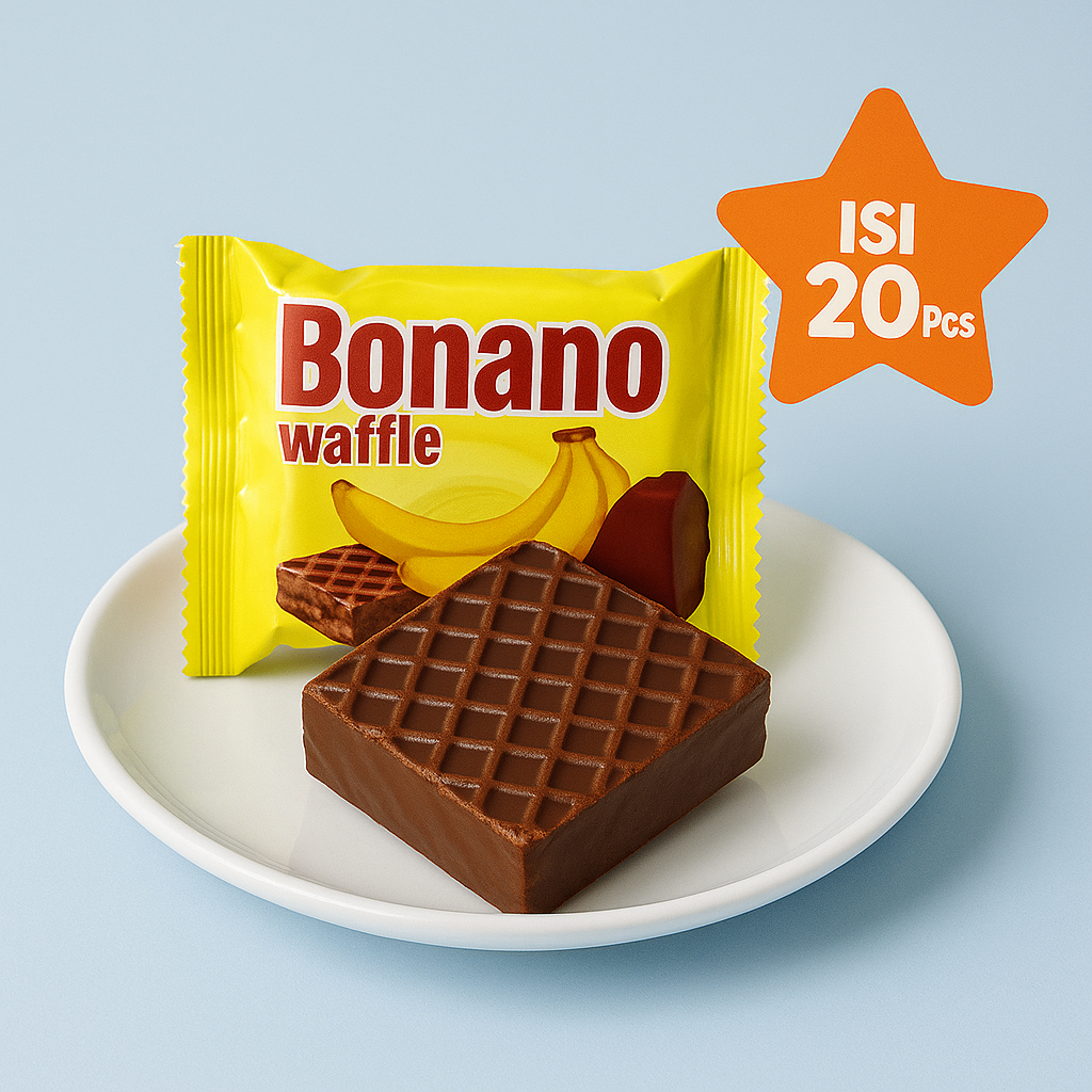 

[AF] BONANO WAFFLE - Wafer Pisang Cokelat 20 pcs / Camilan Lembut, Snack Murah, Cemilan Sehari-hari