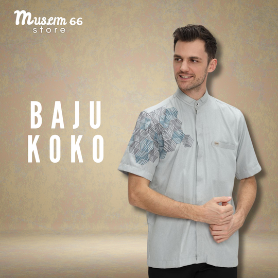 Baju Koko Baju Taqwa Pria Lengan Pendek An Nahl Busana Muslim President Polos Bordir - Muslim66