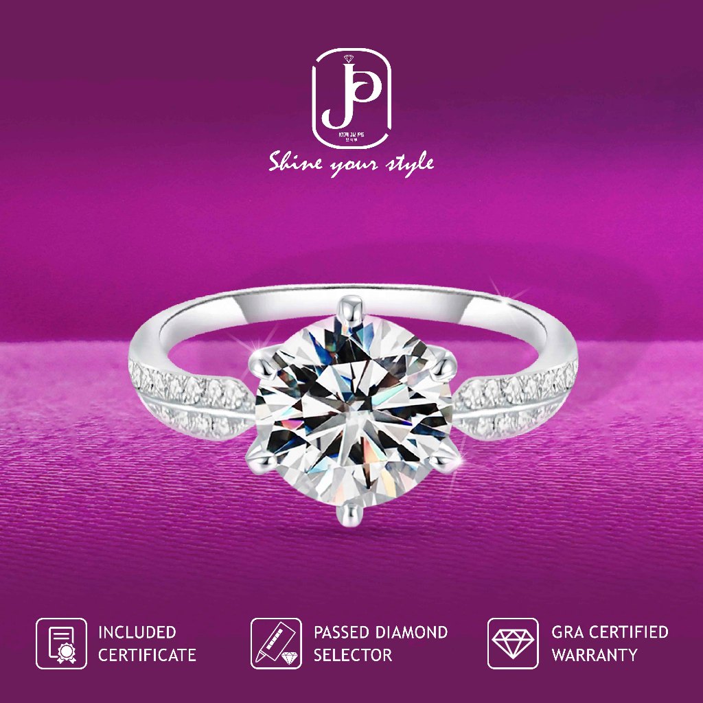 Kimjupe Cincin Wanita Moissanite Premium Abigail 0,50CT Silver 925 Gold Plated ORI Certificate Cnm40