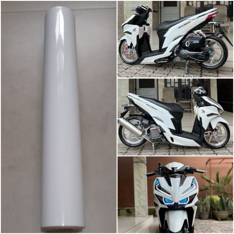 Stiker Skotlet Motor warna putih glossy mengkilap