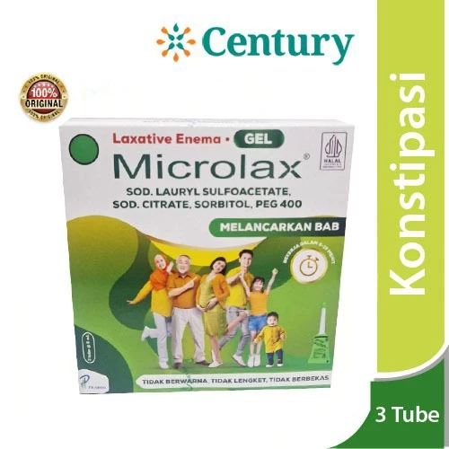 Microlax Gel 3 tube Cepat Mengatasi Sembelit/MIcrolax/Susah BAB/Konstipasi/Custodiol/Dulcolax/Laxing