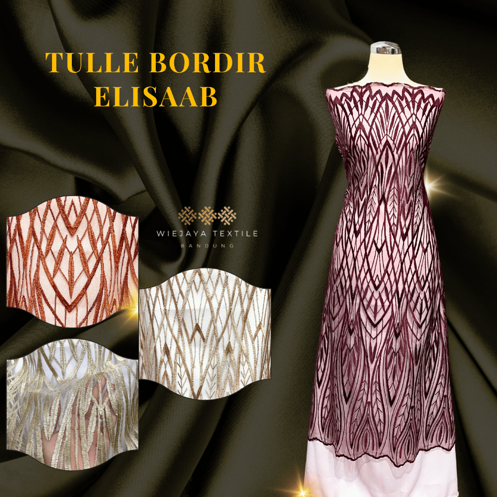 TERBAIK Kain Tulle Bordir Elisaab Kualitas Premium Grade A Terbaik di Kelasnya cocok untun gaun pest