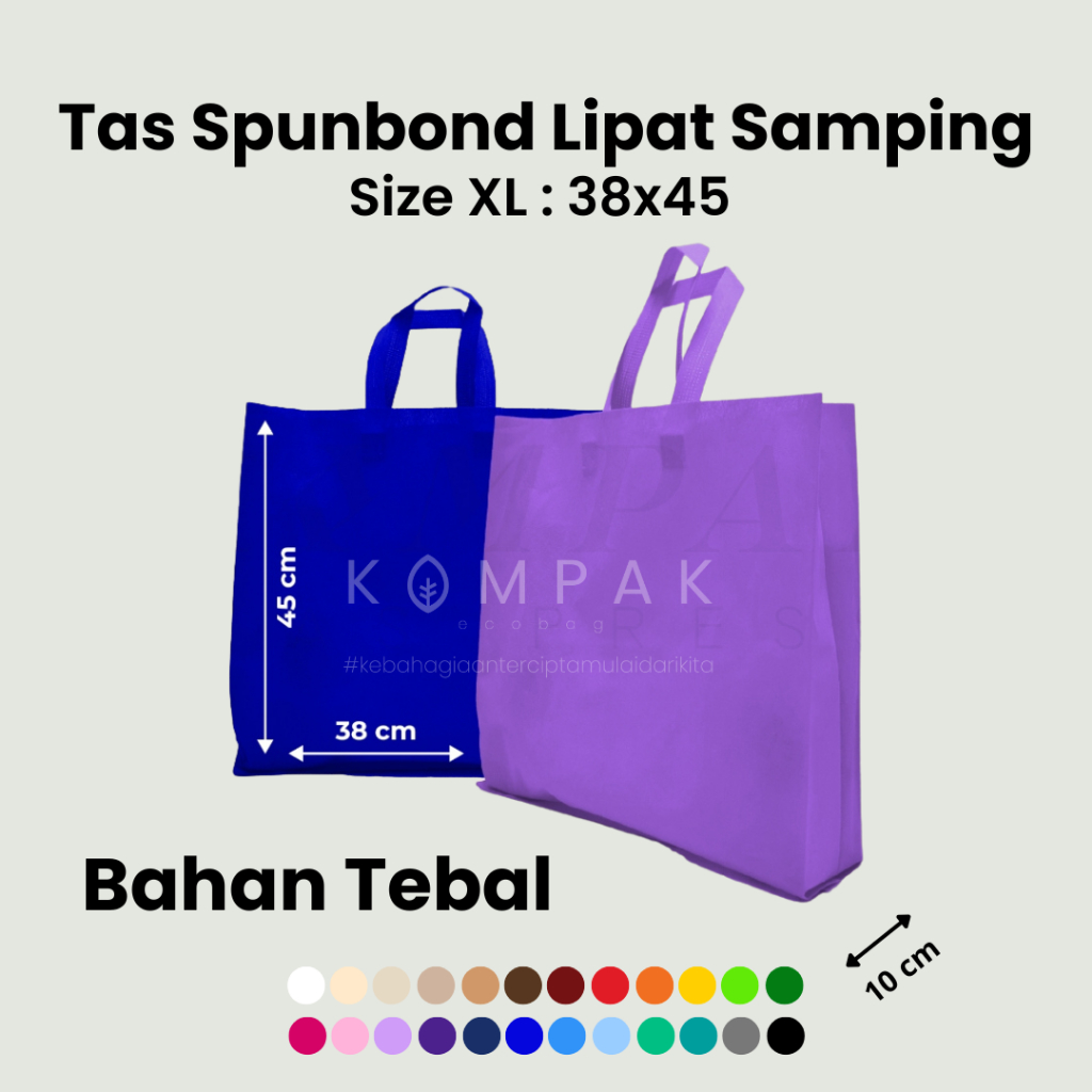 

1 LUSIN/ 12 PCS - Tas Spunbond Press Handle Lipat Samping 38x45 cm Kantong Goodie Bag