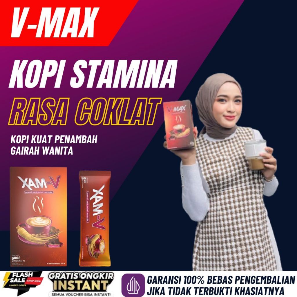 

V-MAX COFFEE rasa coklat minuman penambah stamina wanita halal aman BPOM
