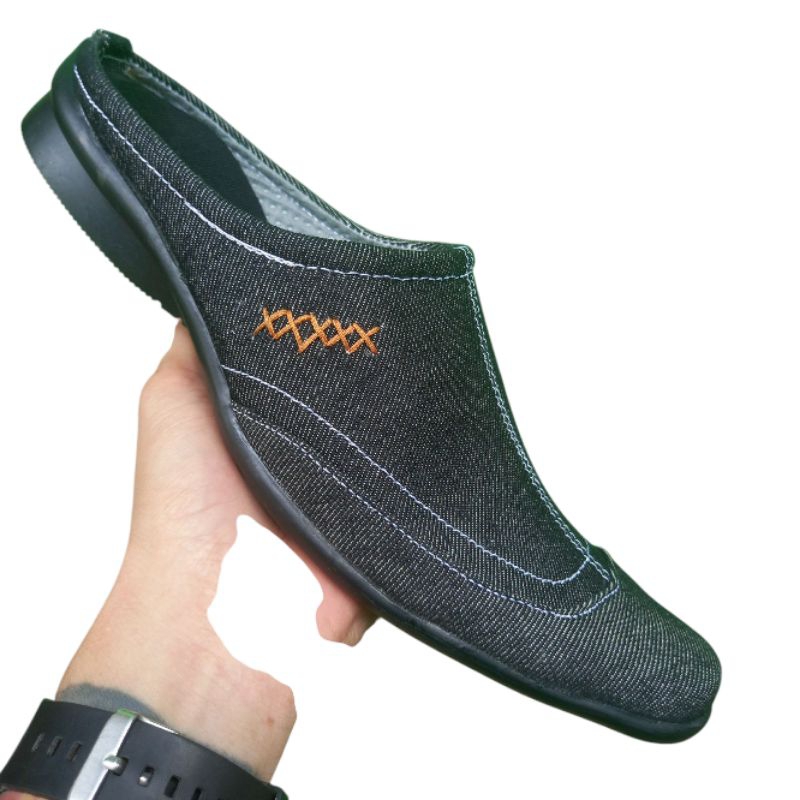 sepatu selop sendal pria casual original denim