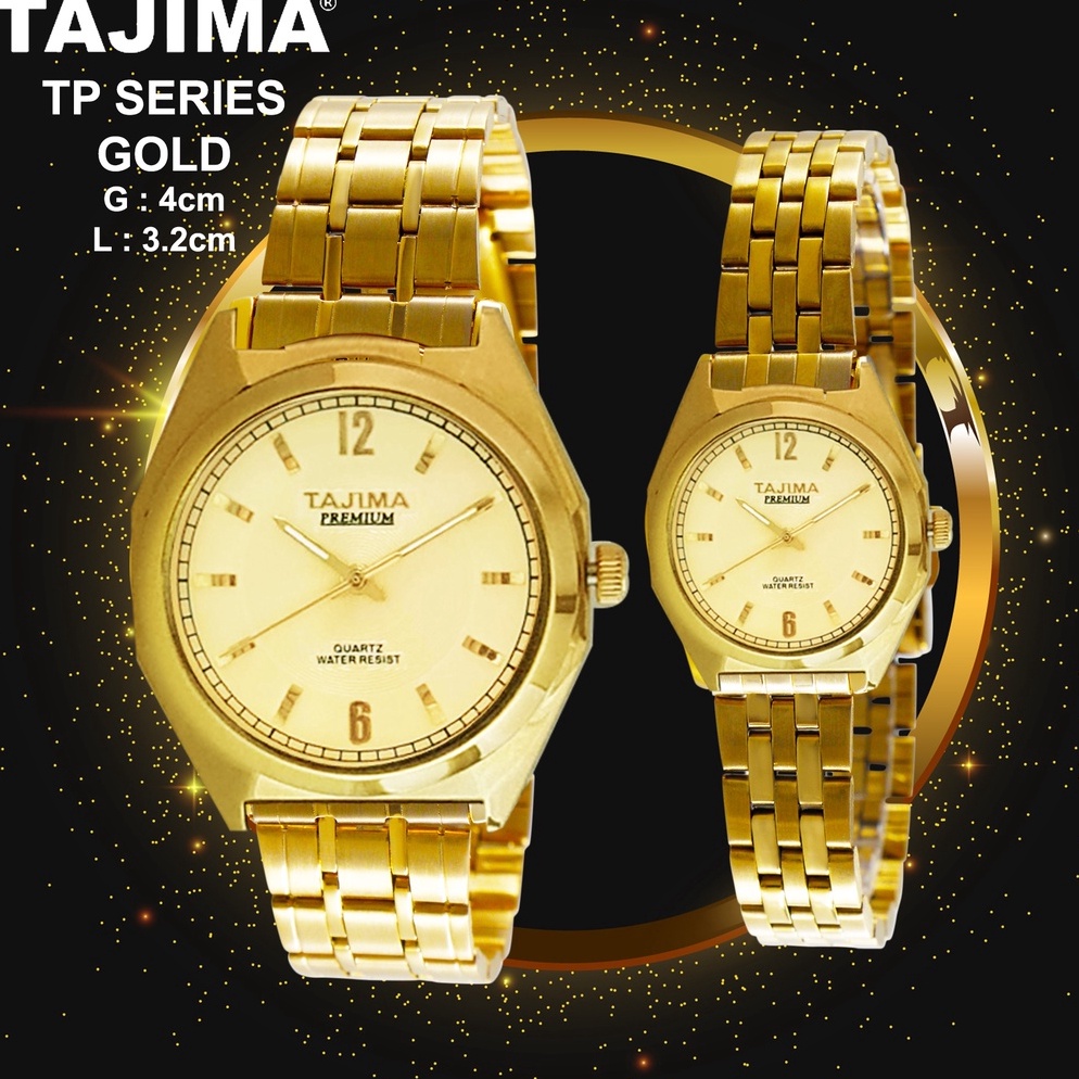 KODE H5Z TAJIMA Jam Tangan Analog Couple Premium Gold Stainless Steel Water Resist 3 ATM Watch