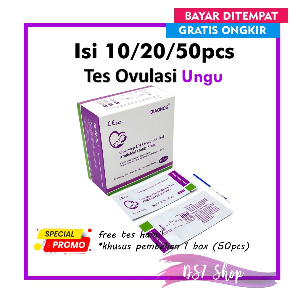 Paket Ovulation LH Test Strip Tes Masa Subur Ungu - 10/20/50pcs Logo Bayi