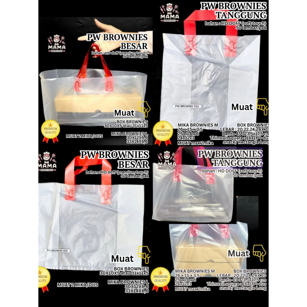 PLASTIK BROWNIES DOVE/ PLASTIK DUS BANDENG/KANTONG BROWNIES MEDIUM TANGGUNG/ KANTONG BROWNIES LARGE 