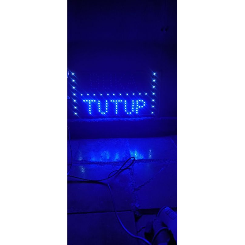 lampu led sign bertulisan buka tutup