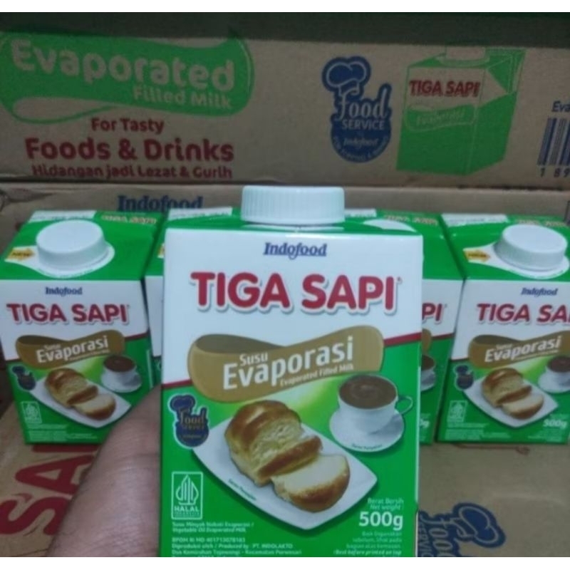 

Susu Evaporasi tiga sapi 1 karton isi 12