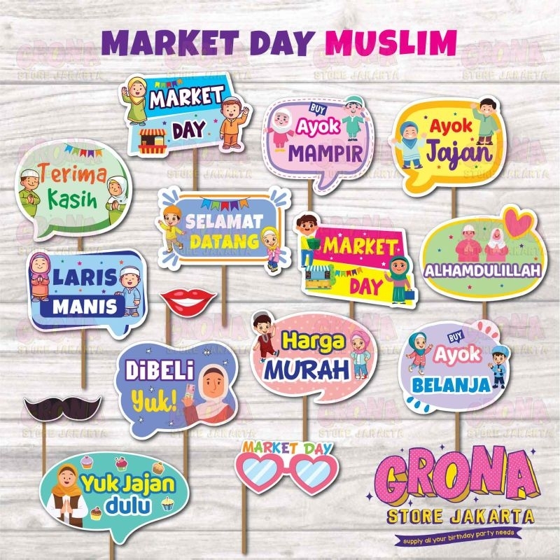 ACC Photobooth Market Day Muslim / Aksesoris Foto Market day / Photo Props Marketday