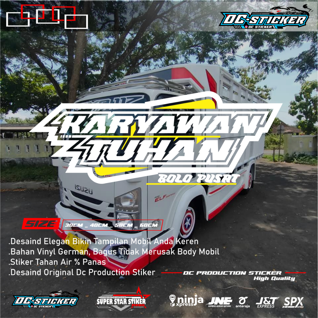 Stiker Kaca Karyawan Tuhan Stiker Kata Kata Kaca Depan Samping Truk Pick Up
