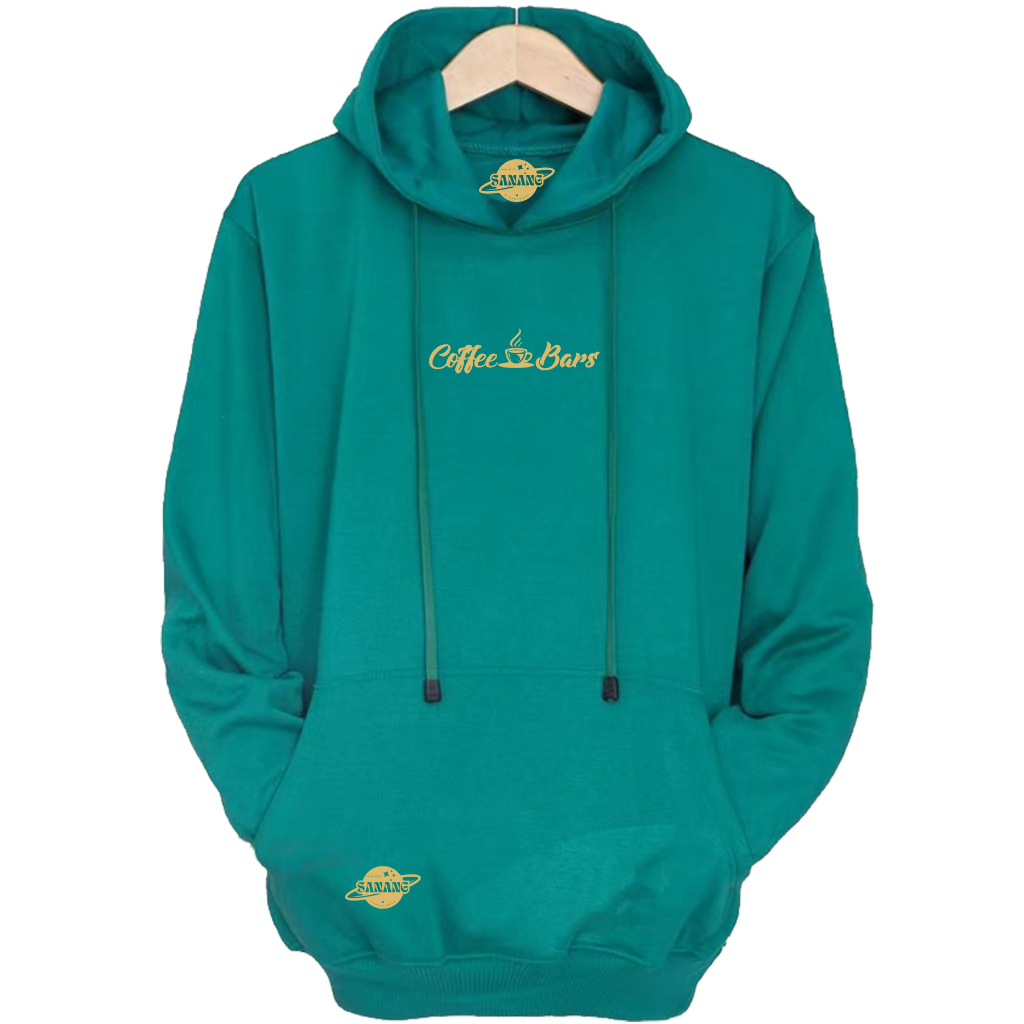 Hoodie Pria Keren Kece Menyala Sanang Streetwear Sweater Coffe Bars Warna Hijau Tosca Unisex Terbaru