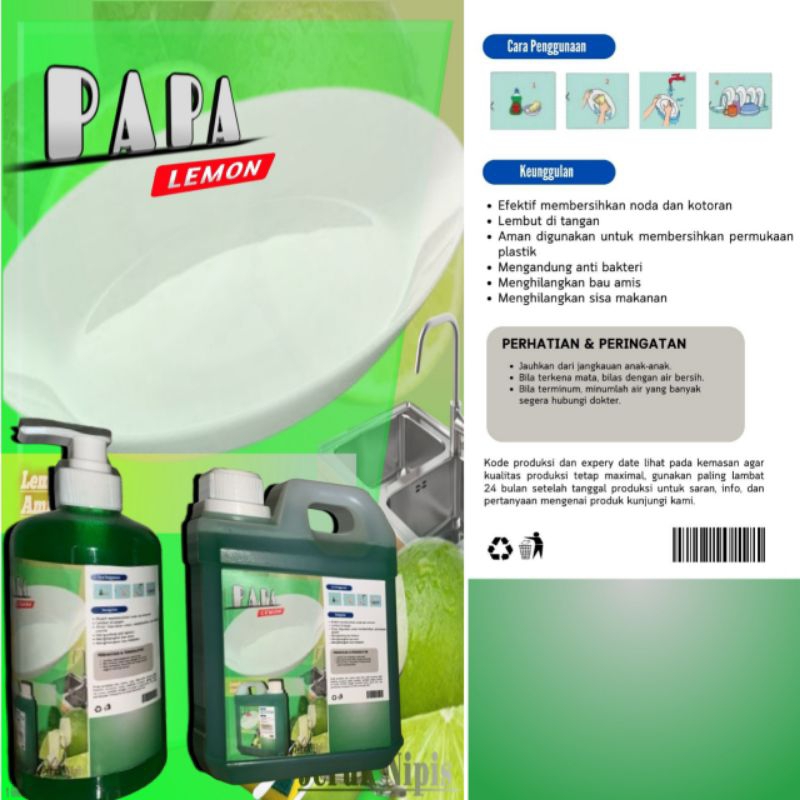 SABUN CUCI PIRING 1L PAPA LEMON 500ml/ 1000ml TERMURAH.