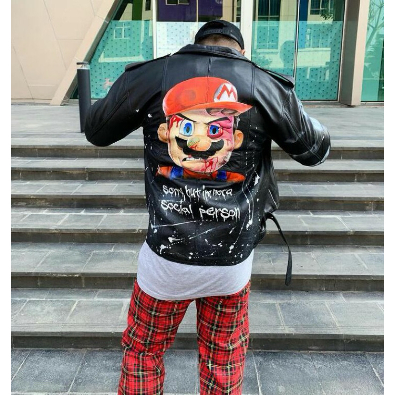 Jacket Ramones Kulit Asli Lukis Mr. Mario