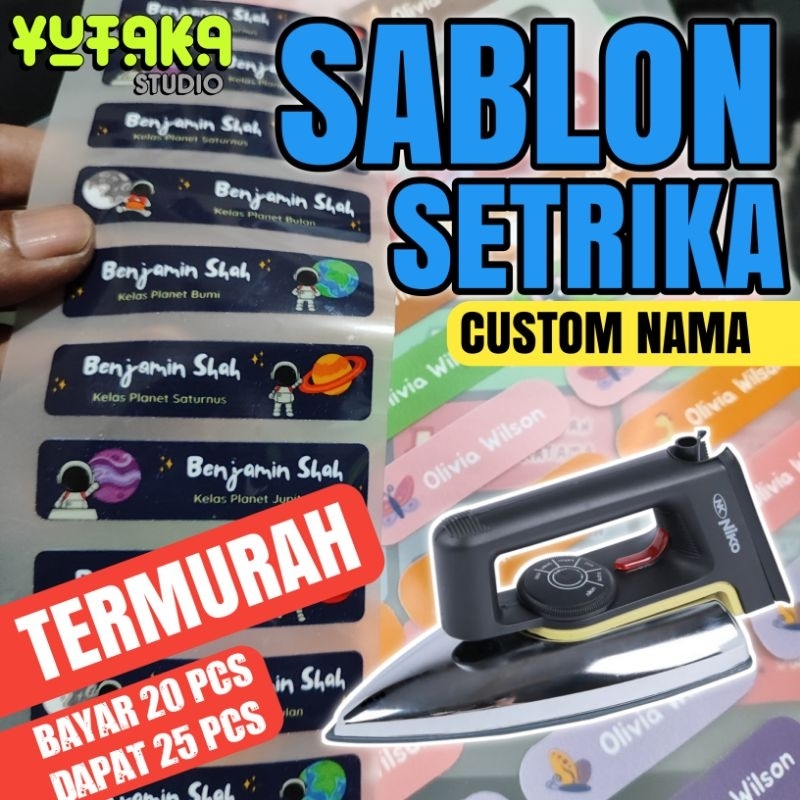 

YUTAKA Sablon Setrika Stiker Lebel Nama Dtf Custom Print DTF sehari jadi