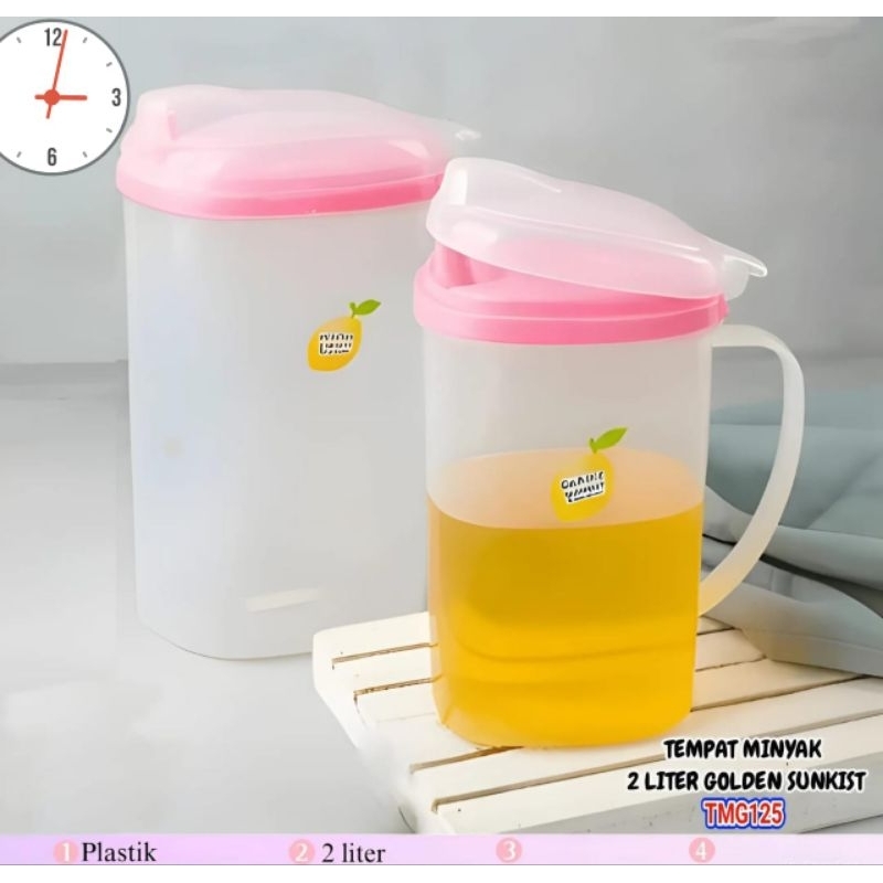 TOKOKITA Wadah Minyak Goreng 2 Liter Botol Tempat Penyimpanan Susu Teko Plastik Serbaguna Oil Pot Se