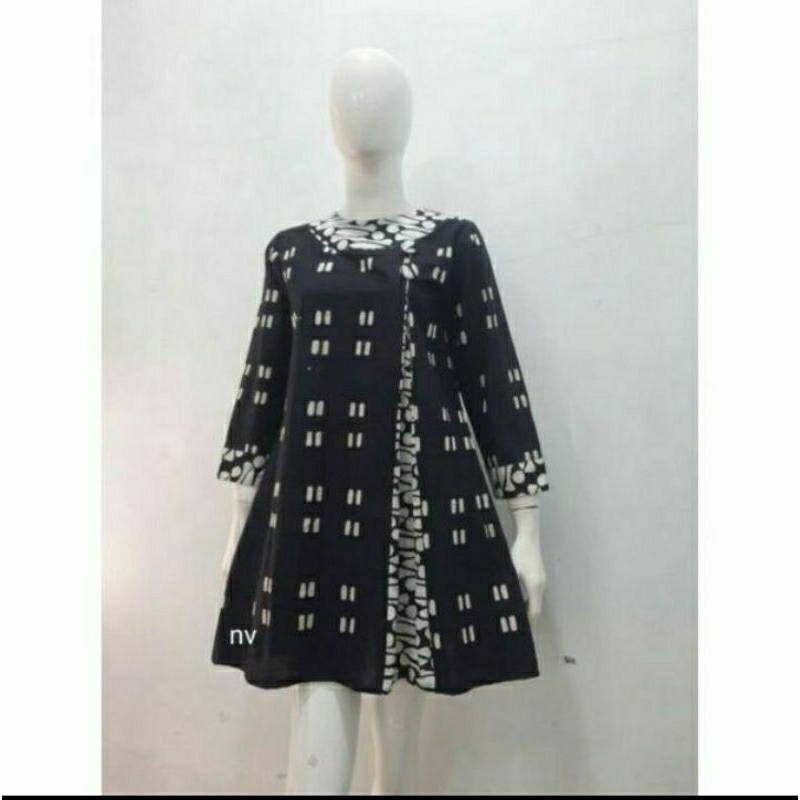 Tunik Hitam Manis Batik Solo Tunik Batik Wanita