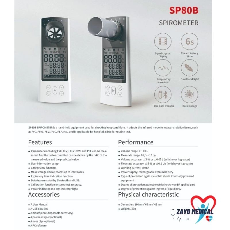 SPIROMETER CONTEC SP-80B/ DIGITAL SPIROMETER CONTEC SP80B