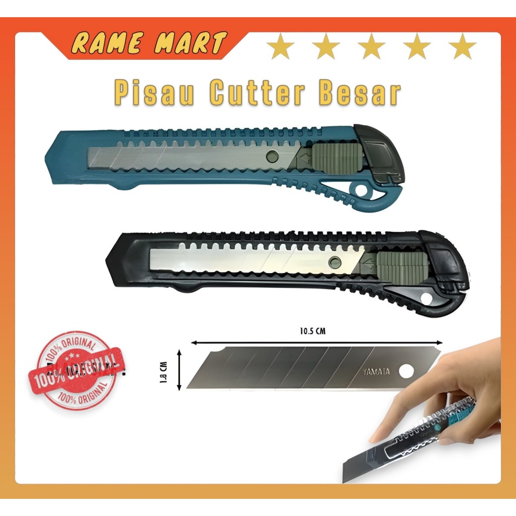 

Pisau Cutter Besar Murah – Alat Potong Kertas & Dus, Cuter/Kater ATK Murah & Tajam