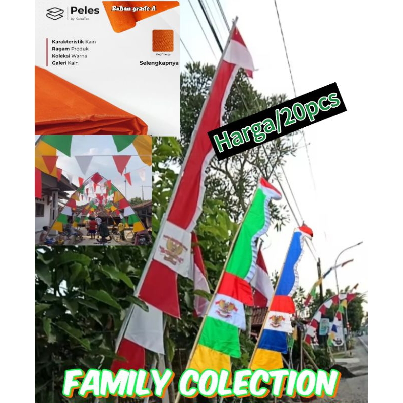 Umbul umbul 20pcs,umbul umbul,pernak pernik Agustus,aksesoris kemerdekaan,Bendera warna warni,Bender