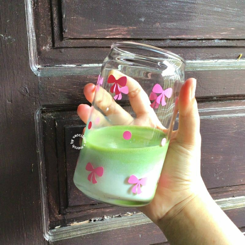 [READY STOCK] gelas kaca aesthetic / gelas coquette korea / gelas pita pink