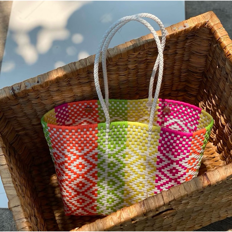 NYZ LIVING - Tas Anyaman Plastik - Totebag dengan Magnet - Expor quality - 013