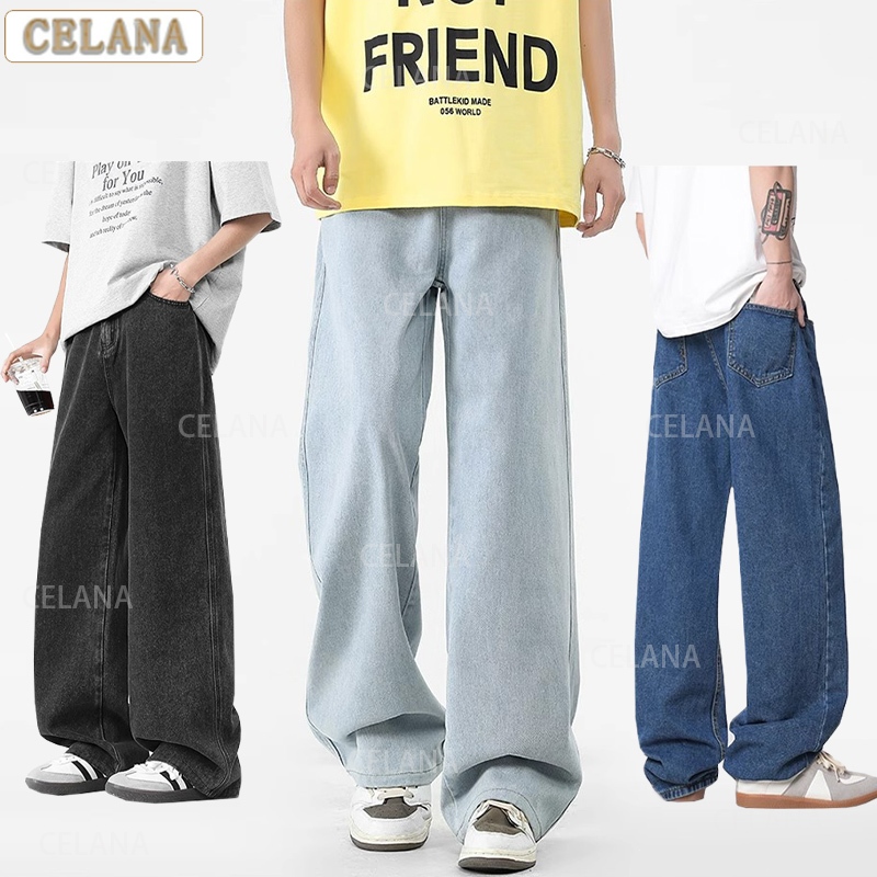 Celana jeans pria korean pria loose pants jeans celana jeans kulot pria celana kulot pria Jeans biru