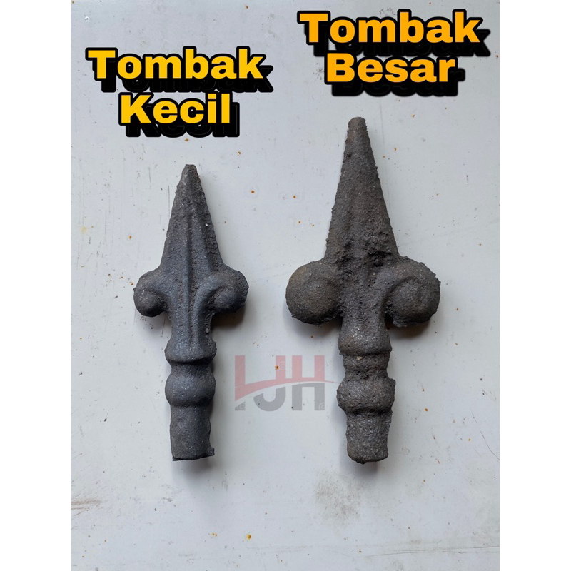 Ornamen tombak kraton kecil dan besar , pagar besi cor , ancuran.