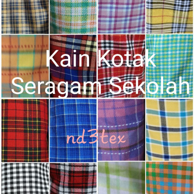 ( Per roll = 40 y) Kain Kotak Seragam Sekolah