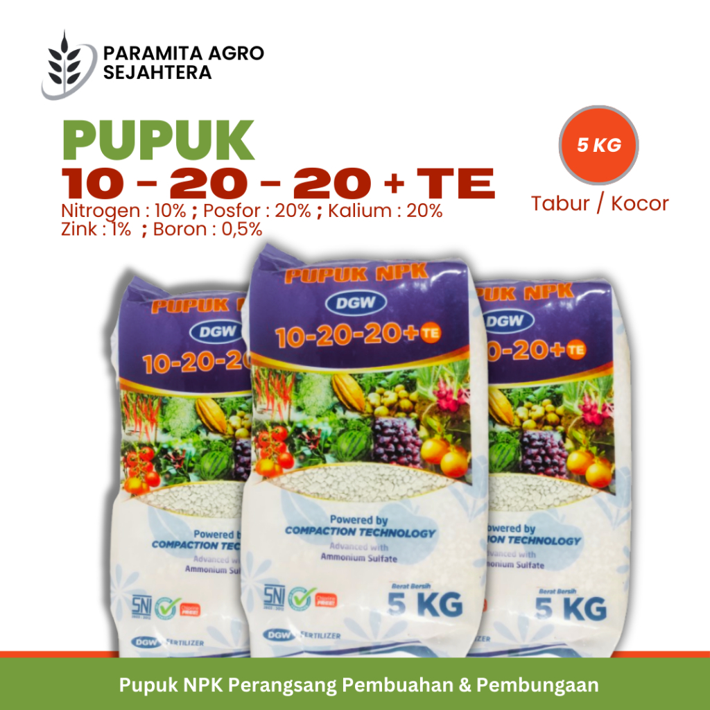 PUPUK NPK 10-20-20+TE PUPUK FASE GENERATIF PEMBUAHAN TANAMAN 5 KG