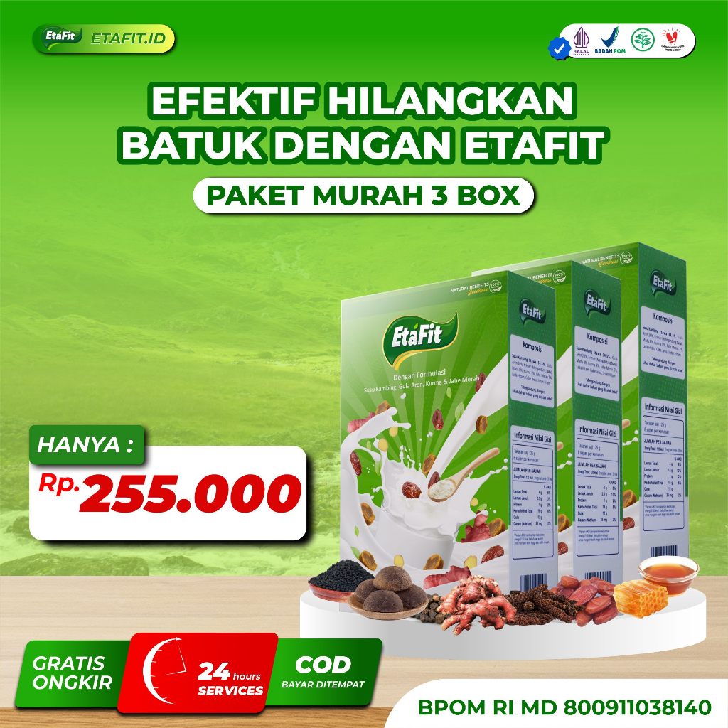 

ETAFIT 3 Box - Solusi Herbal Atasi Batuk Berdahak Menahun Sesak Nafas Asma Susu Kambing Etawa Bubuk