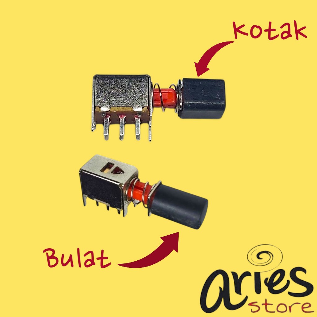 PUSH SWITCH DPDT 6 PIN PLUS KNOP