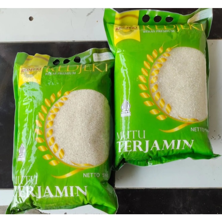 

Beras premium Redjeki, rejeki, 2 sak x @5kg Total 10kg