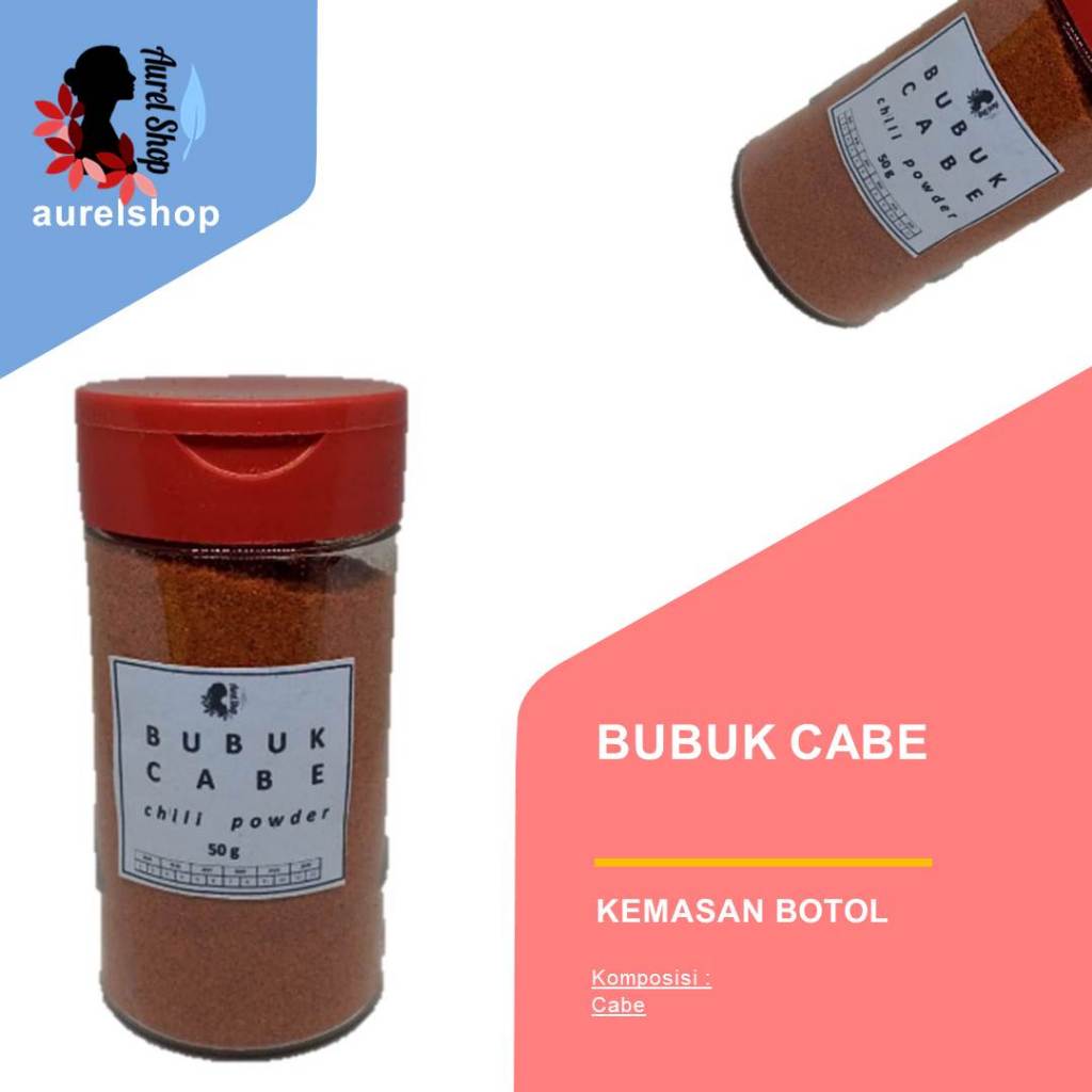 

Bubuk Cabe kemasan praktis botol mini 50 gram / Bumbu Rempah Tabur